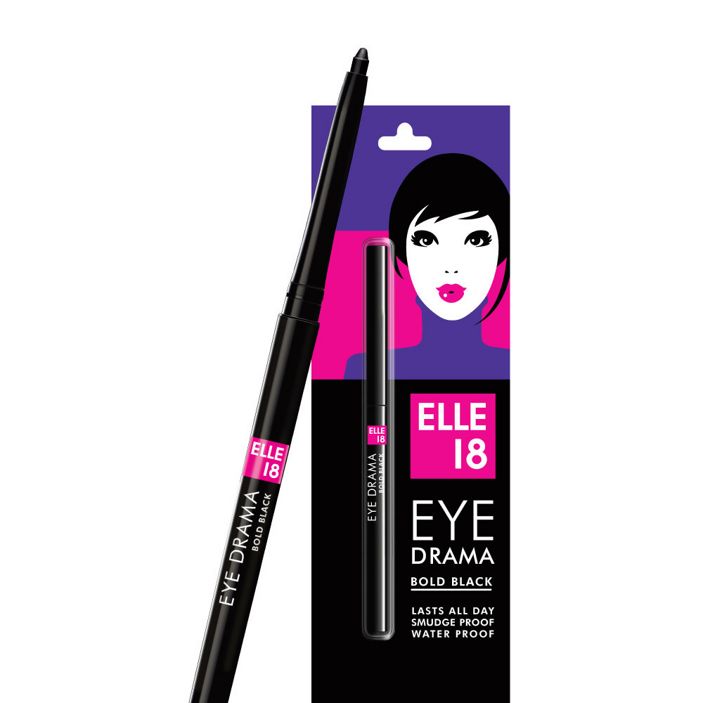 Elle 18 Eye Drama Kajal Super Black Matte Finish Deep Black | Grocsy