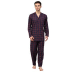 Jainish Men's Blue Checked Night Suits ( GNS 001Blue-Red ) | Grocsy