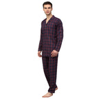 Jainish Men's Blue Checked Night Suits ( GNS 001Blue-Red ) | Grocsy