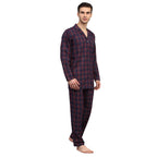 Jainish Men's Blue Checked Night Suits ( GNS 001Blue-Red ) | Grocsy