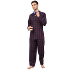 Jainish Men's Blue Checked Night Suits ( GNS 001Blue-Red ) | Grocsy