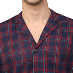 Jainish Men's Blue Checked Night Suits ( GNS 001Blue-Red ) | Grocsy