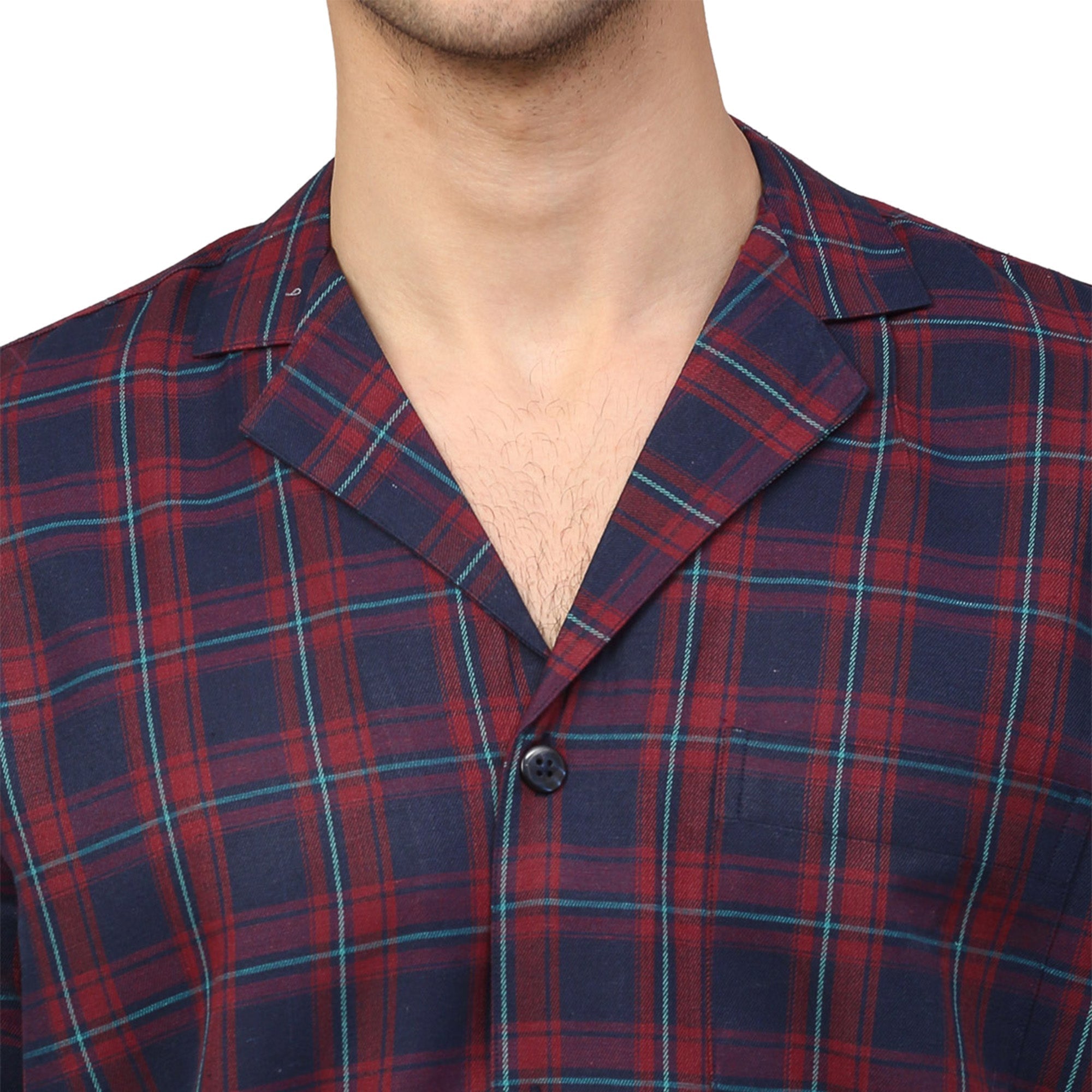 Jainish Men's Blue Checked Night Suits ( GNS 001Blue-Red ) | Grocsy