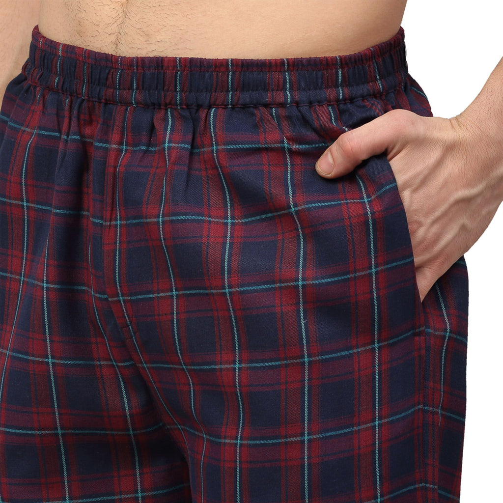 Jainish Men's Blue Checked Night Suits ( GNS 001Blue-Red ) | Grocsy