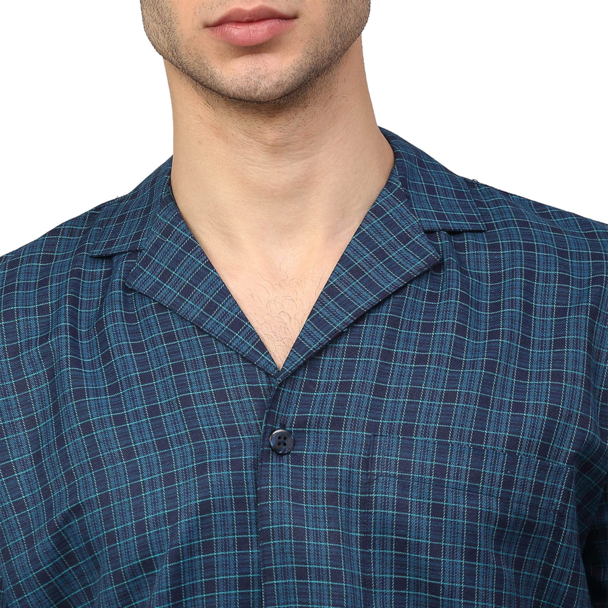 Jainish Men's Blue Checked Night Suits ( GNS 001Blue ) | Grocsy