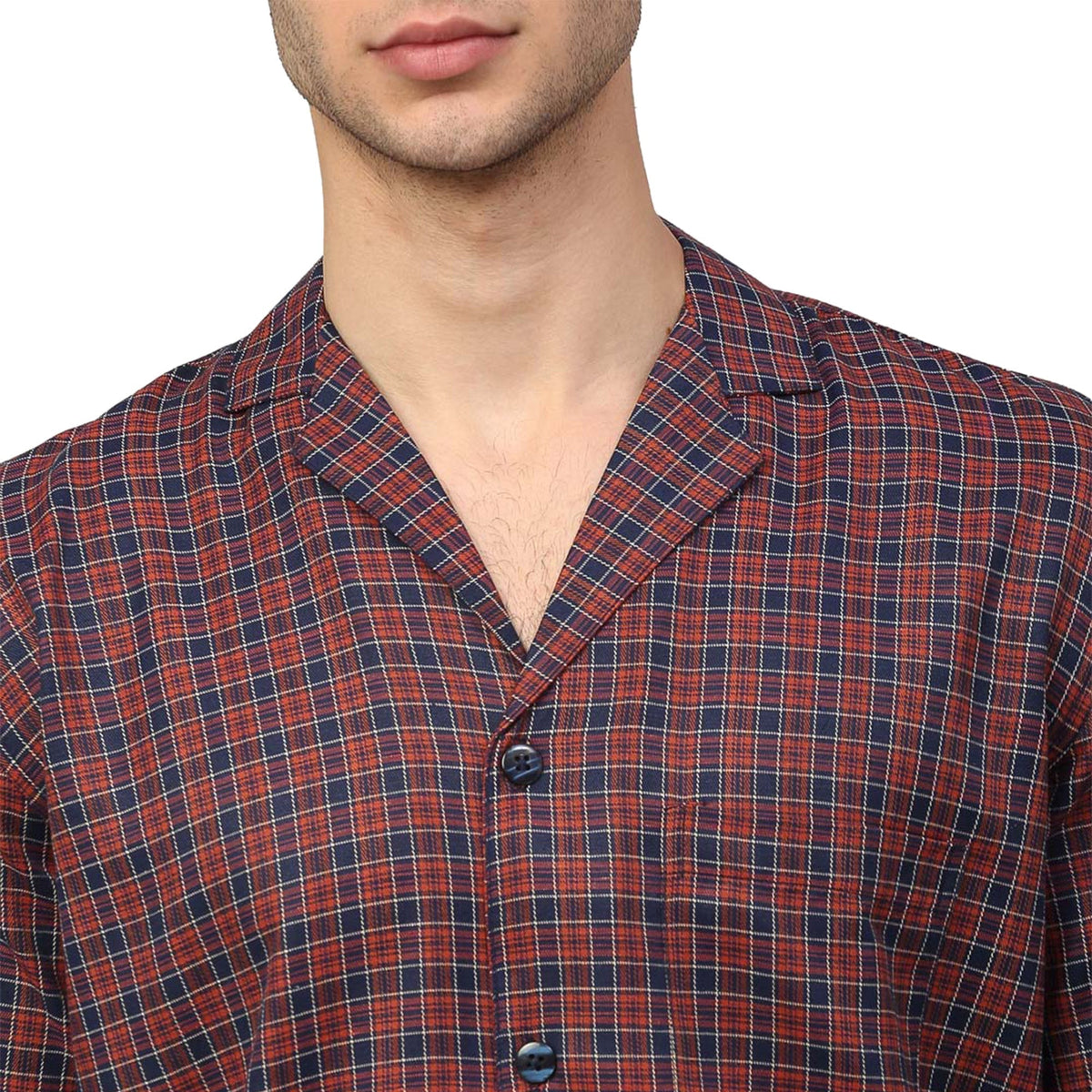 Jainish Men's Maroon Checked Night Suits ( GNS 001Maroon ) | Grocsy