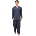 Jainish Men's Navy Blue Checked Night Suits ( GNS 001Navy-Grey ) | Grocsy