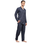 Jainish Men's Navy Blue Checked Night Suits ( GNS 001Navy-Grey ) | Grocsy