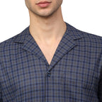Jainish Men's Navy Blue Checked Night Suits ( GNS 001Navy-Grey ) | Grocsy