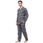 Jainish Men's Navy Blue Checked Night Suits ( GNS 001Navy-White ) | Grocsy