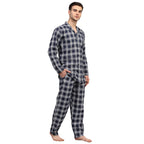 Jainish Men's Navy Blue Checked Night Suits ( GNS 001Navy-White ) | Grocsy
