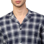 Jainish Men's Navy Blue Checked Night Suits ( GNS 001Navy-White ) | Grocsy