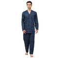 Jainish Men's Navy Blue Checked Night Suits ( GNS 001Navy ) | Grocsy