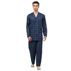 Jainish Men's Navy Blue Checked Night Suits ( GNS 001Navy ) | Grocsy