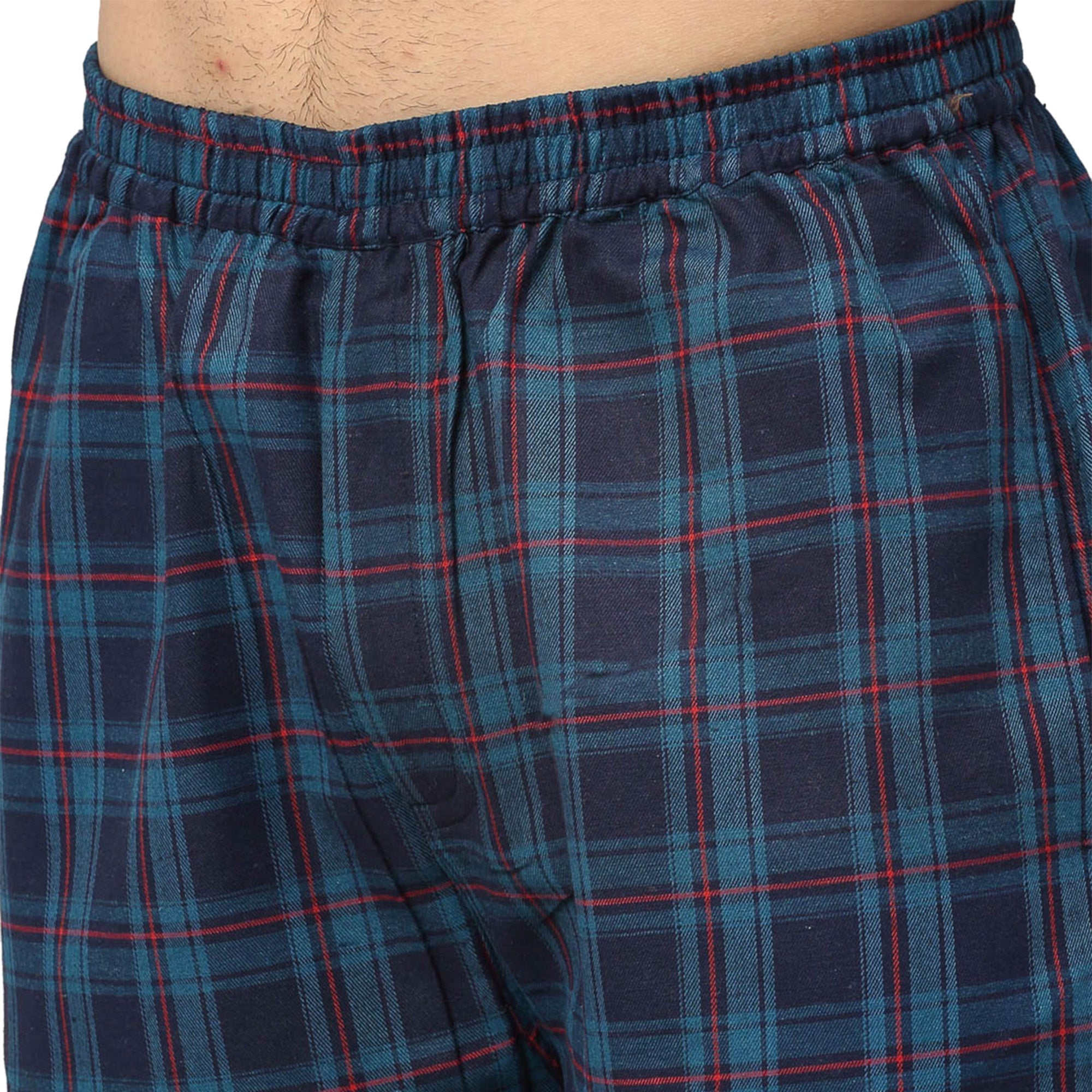 Jainish Men's Navy Blue Checked Night Suits ( GNS 001Navy ) | Grocsy