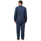 Jainish Men's Navy Blue Checked Night Suits ( GNS 001Navy ) | Grocsy