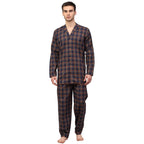 Jainish Men's Orange Checked Night Suits ( GNS 001Orange-Blue ) | Grocsy