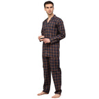 Jainish Men's Orange Checked Night Suits ( GNS 001Orange-Blue ) | Grocsy