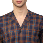 Jainish Men's Orange Checked Night Suits ( GNS 001Orange-Blue ) | Grocsy