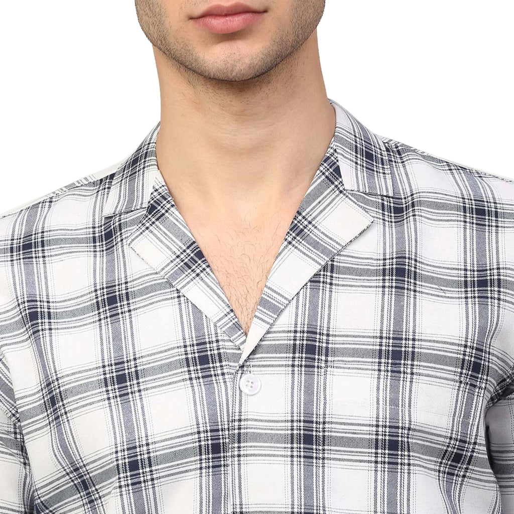 Jainish Men's White Checked Night Suits ( GNS 001White ) | Grocsy