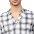 Jainish Men's White Checked Night Suits ( GNS 001White ) | Grocsy