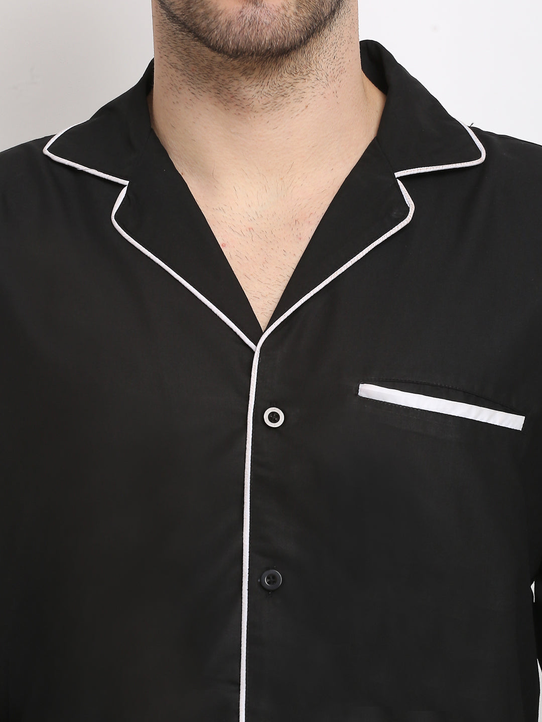 Jainish Men's Black Cotton Solid Night Suits ( GNS 003Black ) | Grocsy
