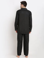 Jainish Men's Black Cotton Solid Night Suits ( GNS 003Black ) | Grocsy