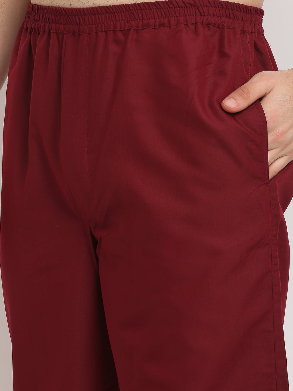 Jainish Men's Maroon Cotton Solid Night Suits ( GNS 003Maroon ) | Grocsy
