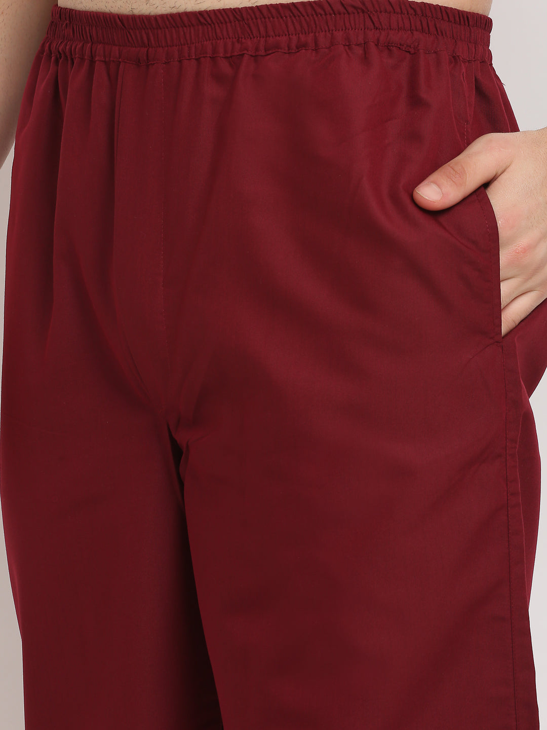 Jainish Men's Maroon Cotton Solid Night Suits ( GNS 003Maroon ) | Grocsy