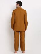 Jainish Men's Mustard Cotton Solid Night Suits ( GNS 003Mustard ) | Grocsy