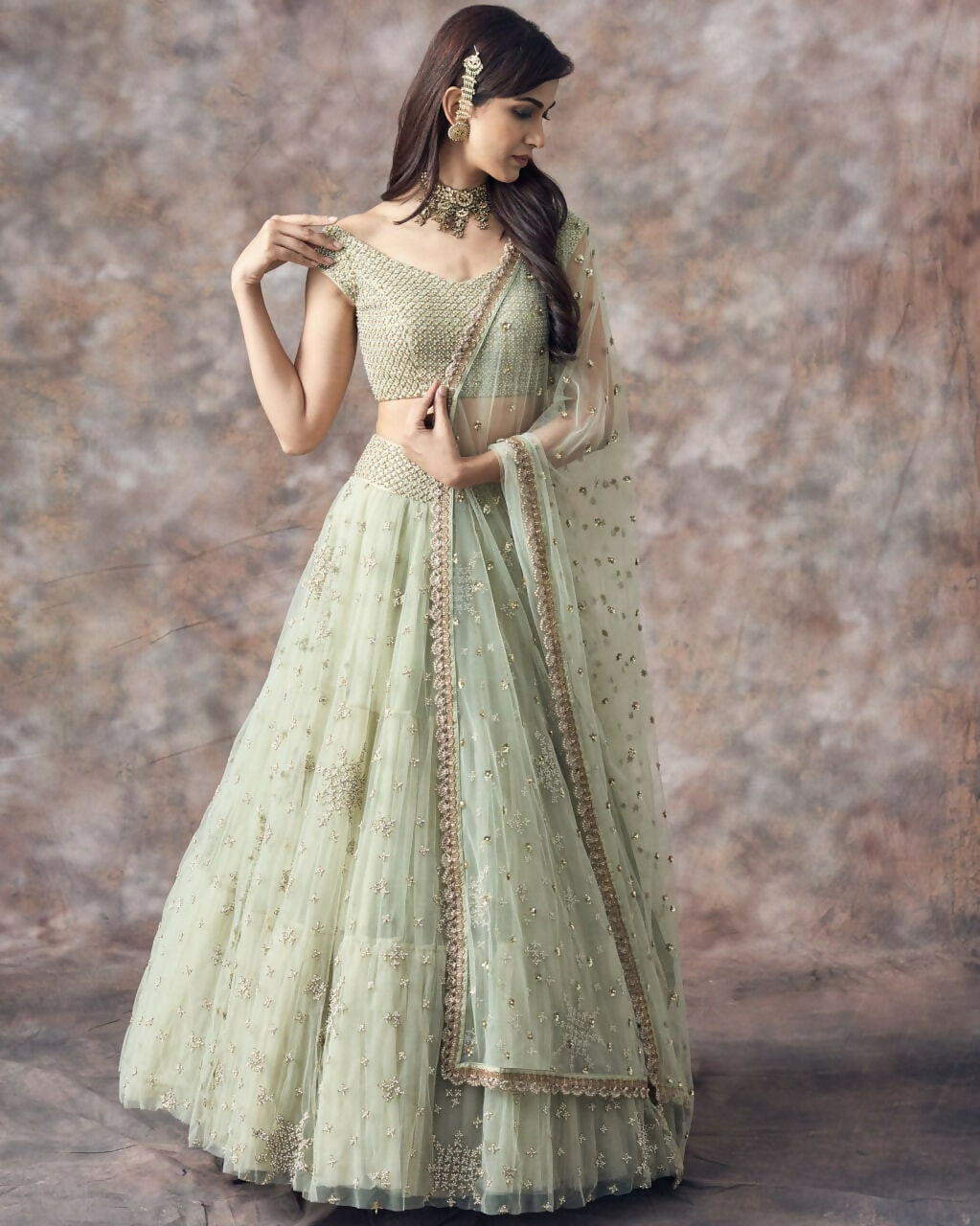Jyoti Fashion Catching Aqua Green 3MM Sequin with Jari Embroidered Net Lehenga Choli with Dupatta | Grocsy