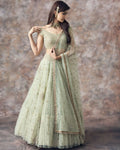 Jyoti Fashion Catching Aqua Green 3MM Sequin with Jari Embroidered Net Lehenga Choli with Dupatta | Grocsy