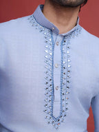 Vastranavya Exclusive Festival Wear Viscose Mirror Work on Self Weaving Kurta Only | Grocsy