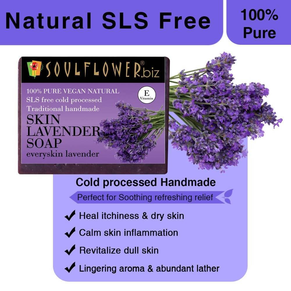 Soulflower Lavender Handmade Soap with Real Lavender | Grocsy