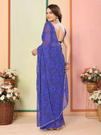 Blue Georgette Designer Printed Ready To Wear Saree - Elite | Grocsy