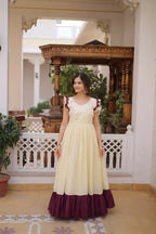 Teeya Creation Womens New Trendy Cotton With Sequins Multithreaded Beads Embroidered Work Gown Set | Grocsy