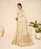 Cream Viscose Weaving Designer Saree - Vandini | Grocsy