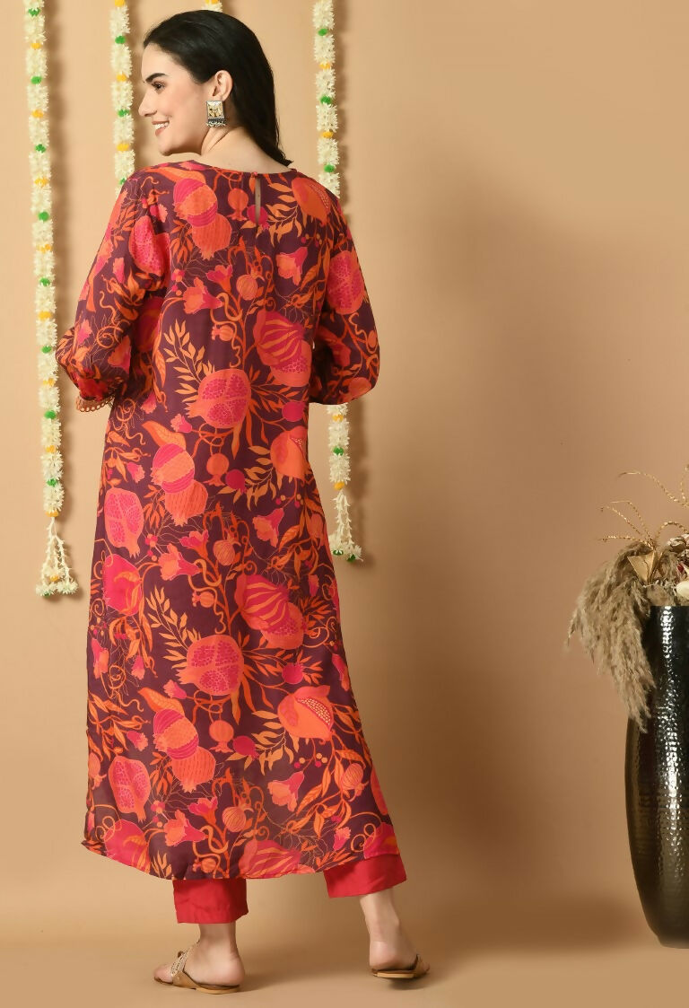 Joban Fashion Red Maslin Kurta Set | Grocsy