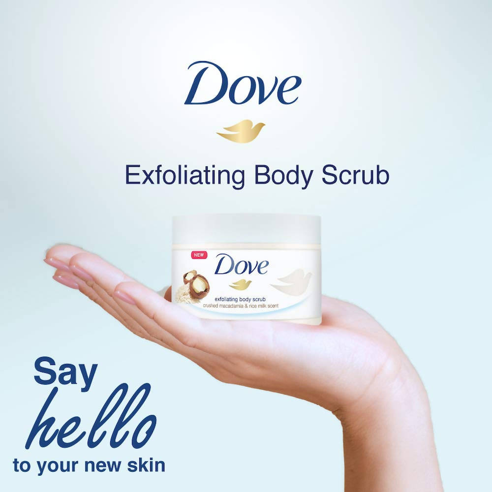Dove Crushed Macadamia & Rice Milk Moderate Exfoliating Body Scrubating Body Polish Scrub | Grocsy