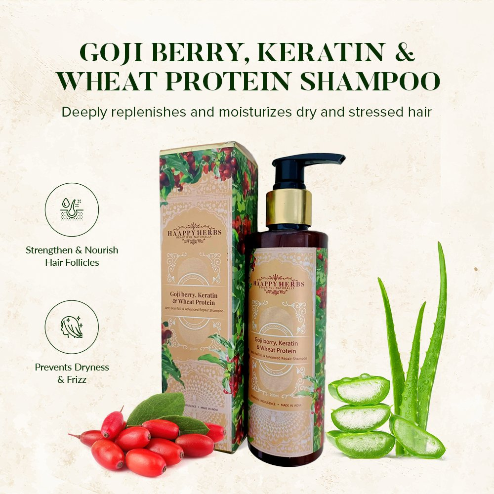 Haappyherbs Goji Berry, Keratin & Wheat Protein Shampoo | Grocsy
