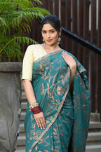 Beatitude Green Cotton Floral Jamdani Saree | Grocsy
