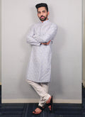 Prazu Fashion Sky Blue Silk Sequence Work Kurta With Pajama | Grocsy