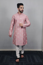 Neera Trendz Mauve Soft Parbon Silk Embroidered Men's Kurta Pyjama | Grocsy