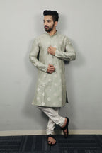 Neera Trendz Olive Soft Parbon Silk Embroidered Men's Kurta Pyjama | Grocsy
