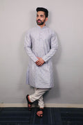 Neera Trendz Light Mauve Heavy Soft Silk Mirror Work Men's Kurta Pyjama | Grocsy
