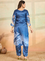 Prazu Fashion Blue Printed Cotton Reyon Kurta Pant Set | Grocsy