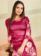 Prazu Fashion Pink Printed Cotton Reyon Kurta Pant Set | Grocsy