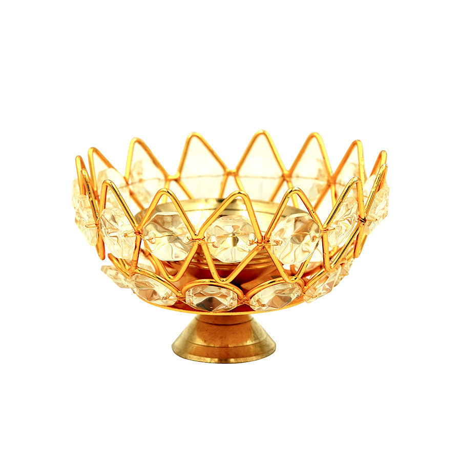 Shubhkart Nitya Brass Akhand Brahmand Crystal Diya | Grocsy
