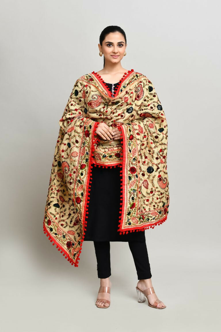 Joban Fashion Multi Color Cotton Embroidery Work Phulkari Dupatta | Grocsy