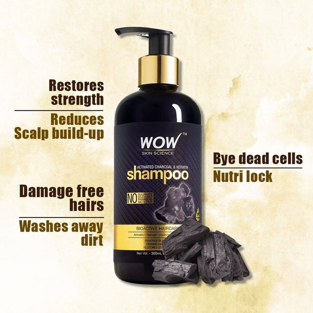Wow Skin Science Activated Charcoal & Keratin Shampoo | Grocsy